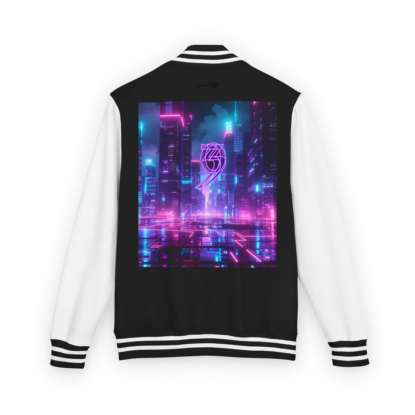 303 Letterman Jacket — Neon City Vaporwave Varsity Jacket