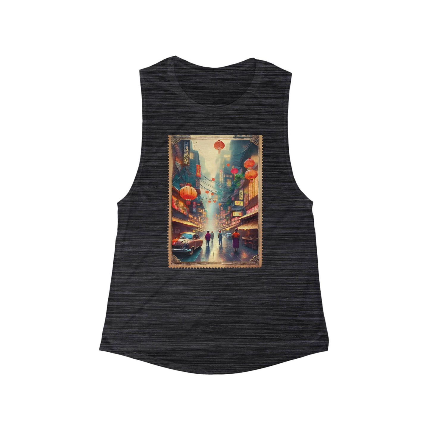 Retro Japanese "Tokyo 1933", Vintage Women's Tank Top, Art Muscle Tee Shirt, Loose Fit Scoop Neck T-Shirt, Flowy Graphic Sleeveless Blouse