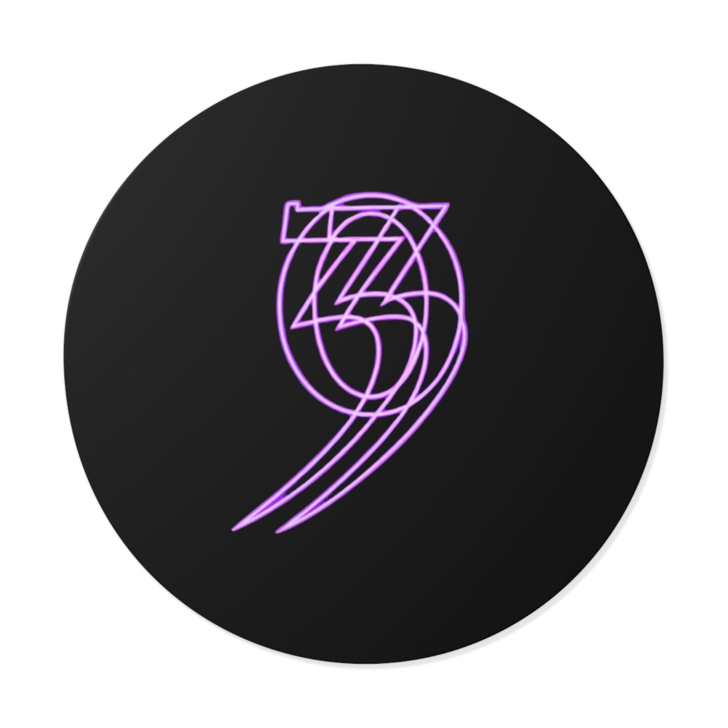 303 Round Vinyl Sticker — Futuristic Purple Logo on Black