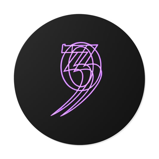 303 Round Vinyl Sticker — Futuristic Purple Logo on Black