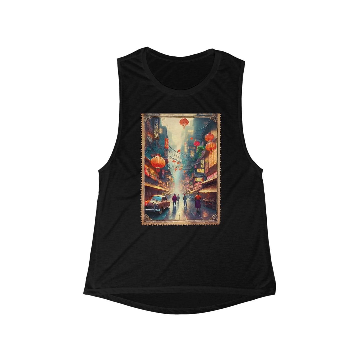 Retro Japanese "Tokyo 1933", Vintage Women's Tank Top, Art Muscle Tee Shirt, Loose Fit Scoop Neck T-Shirt, Flowy Graphic Sleeveless Blouse