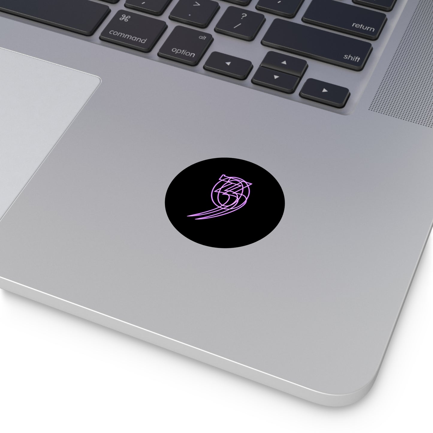 303 Round Vinyl Sticker — Futuristic Purple Logo on Black